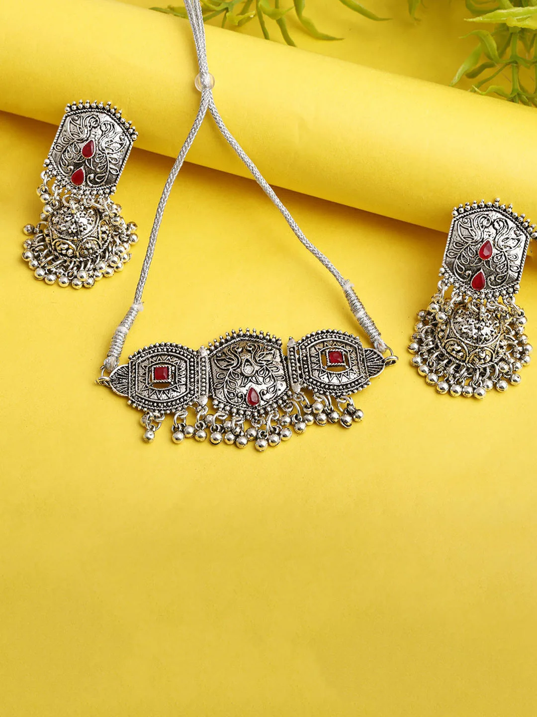 Oxidised choker with jhumkas
