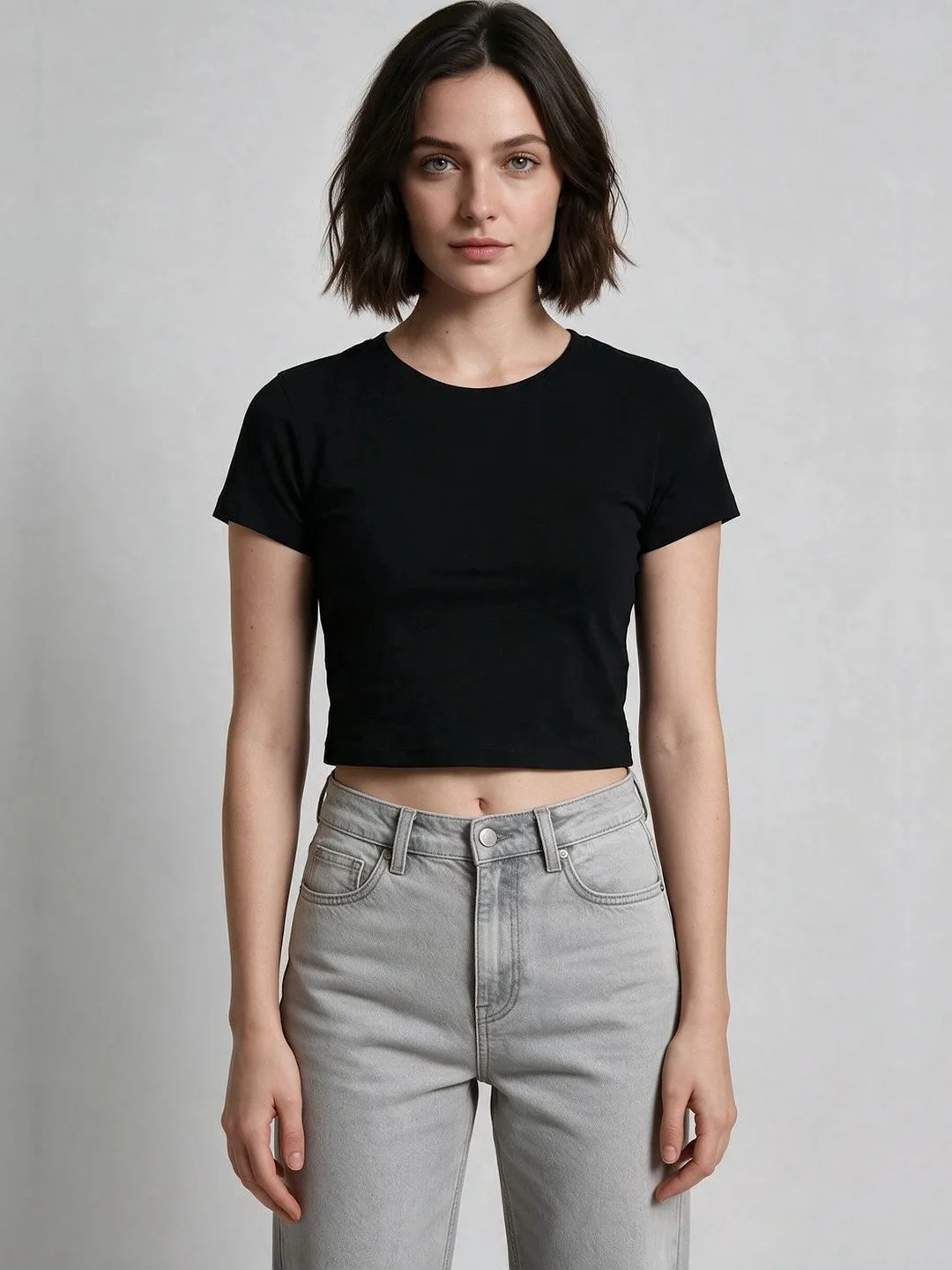 High on Soda Black round-neck crop tee